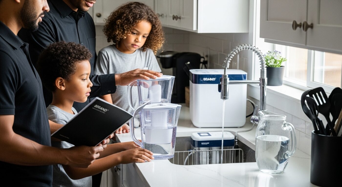 water filtration, family kitchen, clean water