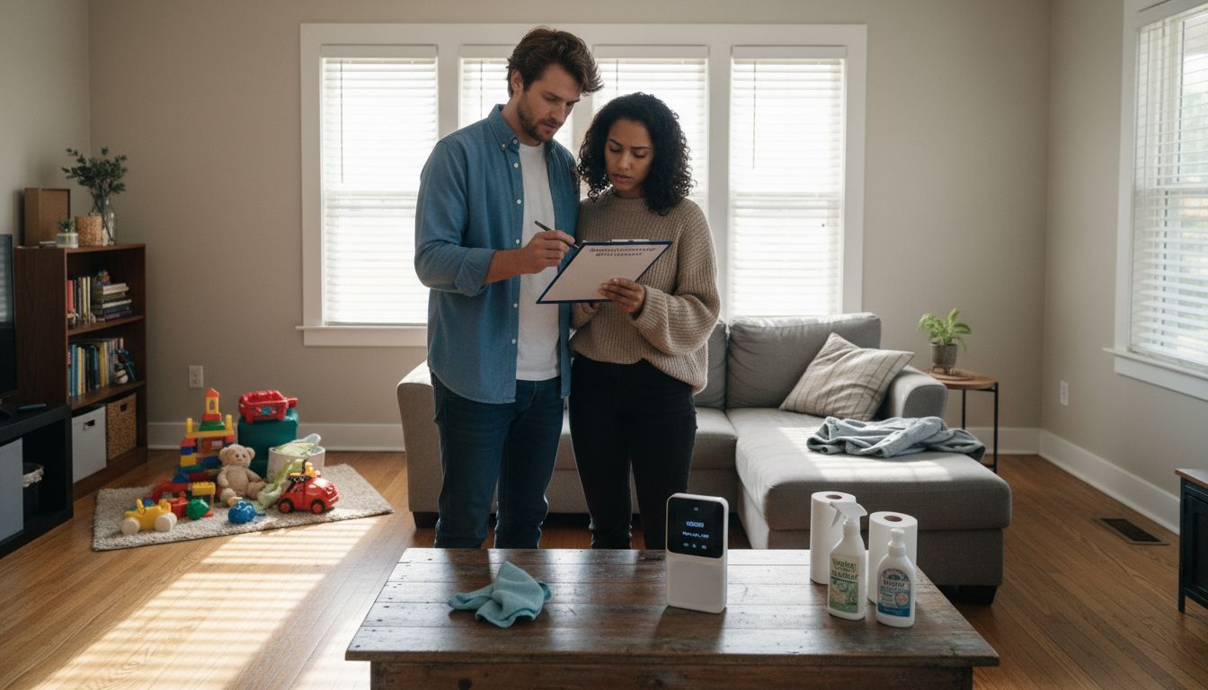 Couple reviewing home air quality checklist