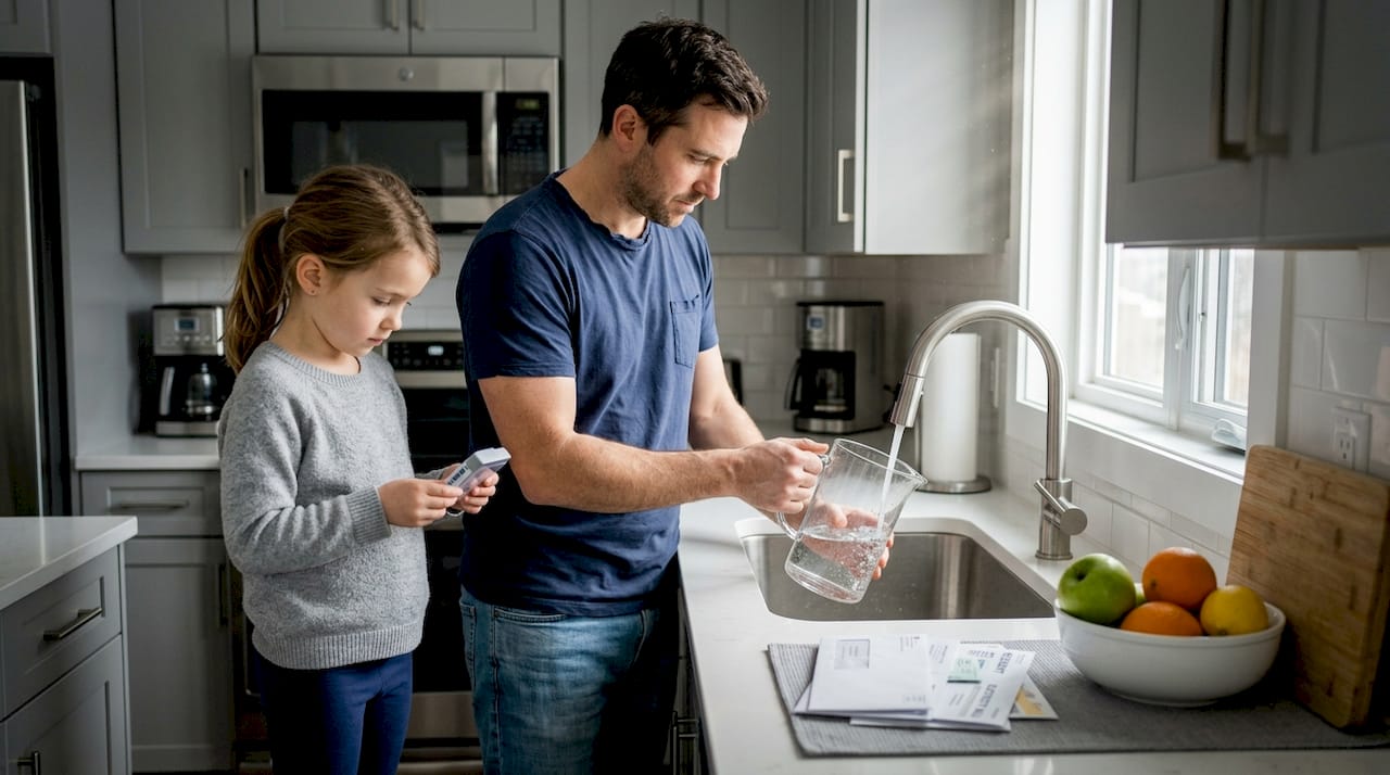 Parent and child test kitchen water safety