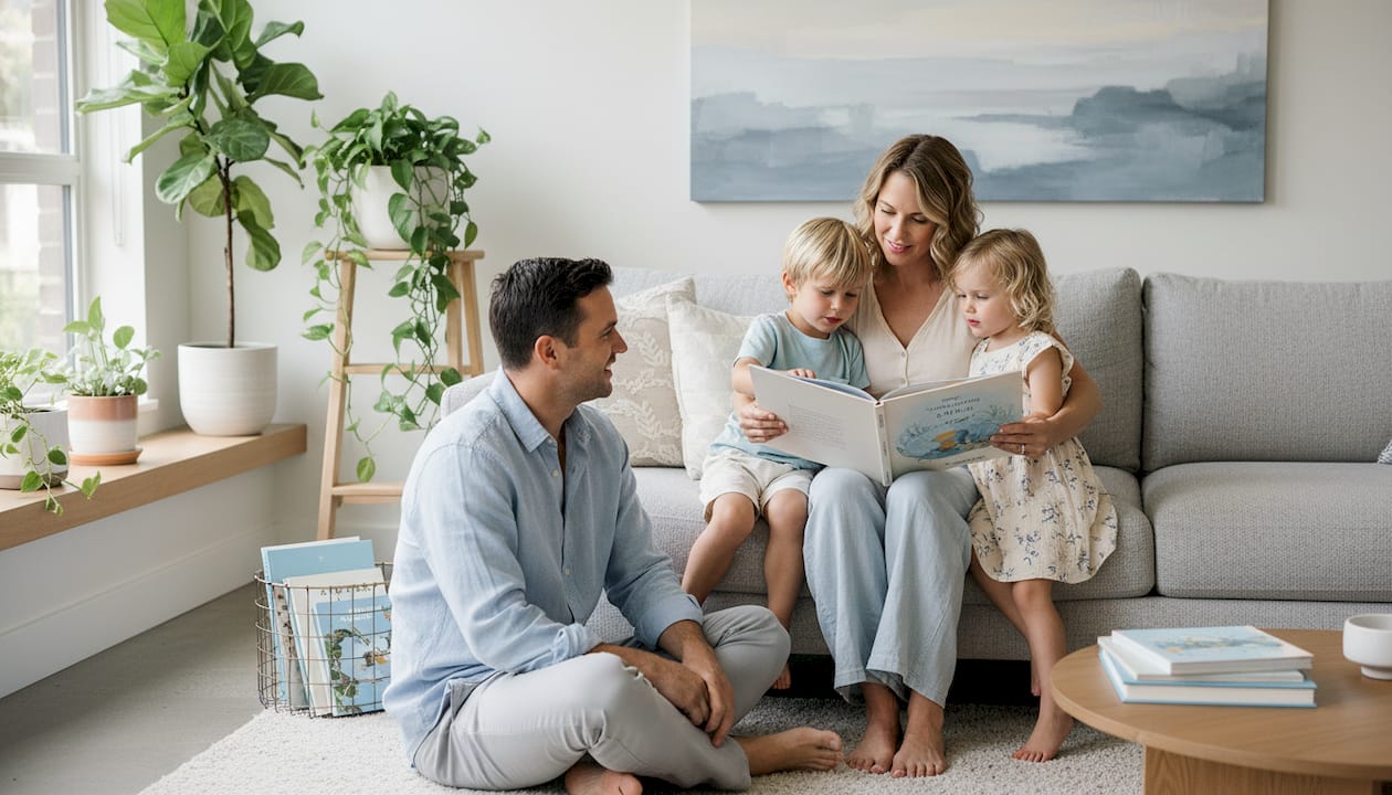 Family enjoying clean air at home together